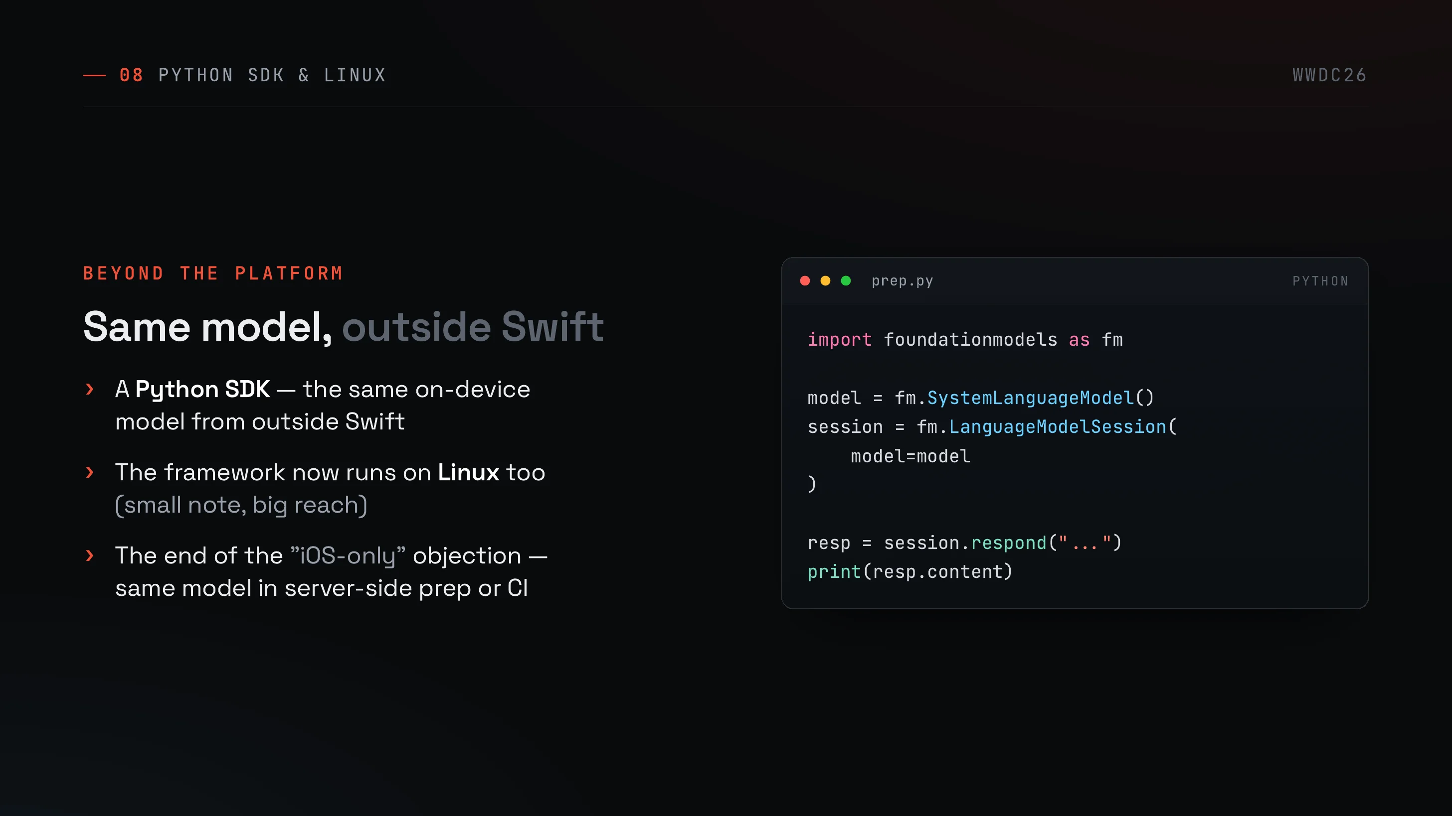 Python SDKでSwiftの外からも同じモデルを呼べる、Linuxにも対応