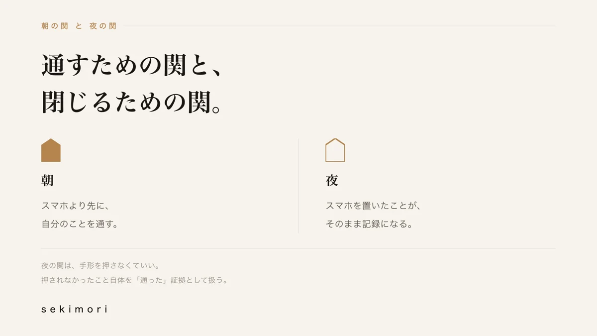 朝の関と夜の関 — 通すための関と、閉じるための関